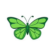 Cartoon Green Butterfly Icon, Creative Design, Simple Shapes and Bold Lines