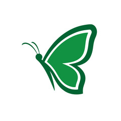Elegant Green Butterfly Logo, Bold Outlines With Smooth Curves