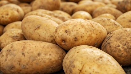 Fresh Potatoes Close-Up Background for Food Blogs, Culinary Websites, Organic Produce Articles, Vegetable Photography, Cooking Content, Food Styling, Nutritional Resources  