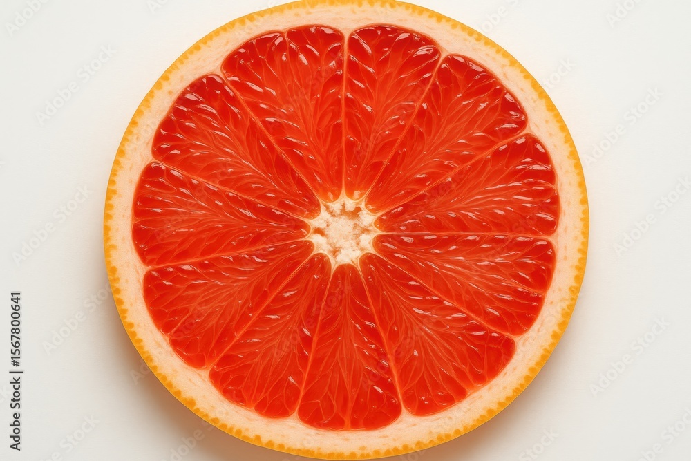 Poster close-up of a grapefruit segment from above with detailed texture