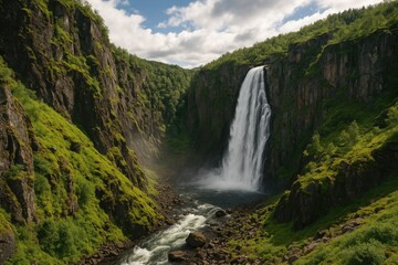 The Stunning Cascade of Voringsfossen Waterfalls