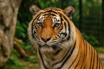 Fototapeta premium Detailed view of a tiger at the zoo