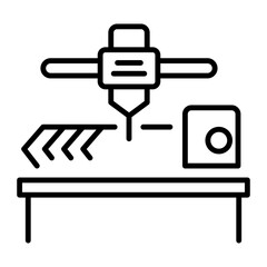 An outline style icon depicting fabric cutter