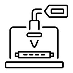 A line style icon showing laser cutter