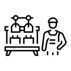 A line style icon showing factory worker
