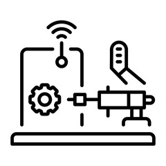 A linear style icon representing cnc machine