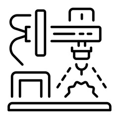 A linear style icon representing warping machine