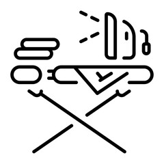 An outline style icon depicting iron press