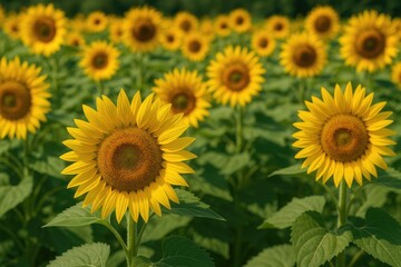 Fototapeta premium Beautiful yellow sunflower field near my house