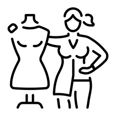 An outline style icon depicting fashion designer