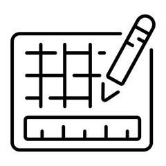 A linear style icon representing ruler grid