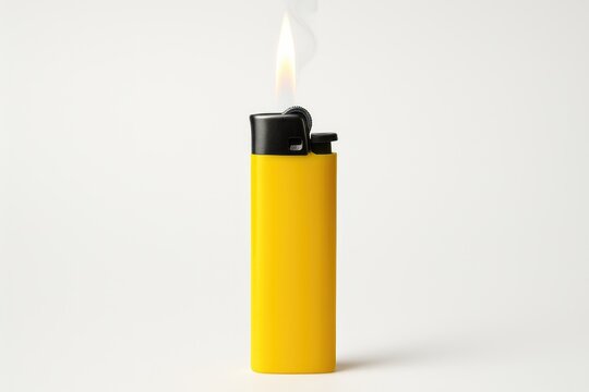 Yellow lighter depicted against a plain white backdrop
