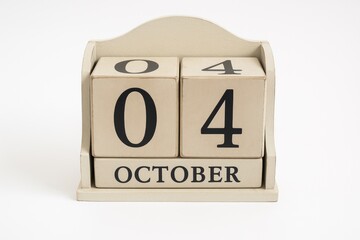 Vintage calendar displaying October 4th