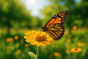 Obraz premium A butterfly basking in the warmth of a sunny day