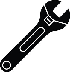 Adjustable wrench silhouette icon for repair and construction projects
