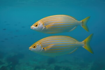 Naklejka premium A pair of fish swimming freely in natural waters.