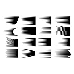comic motion speed lines set silhouette vector