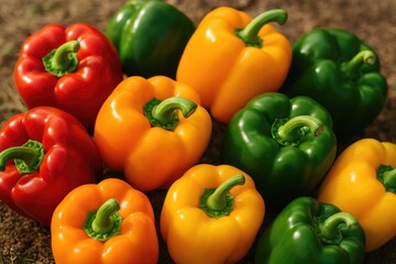 Colorful Bell Peppers and Organic Vegetables from a Garden Harvest