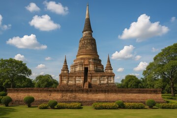 Fototapeta premium Garden surrounding a Buddhist Stupa