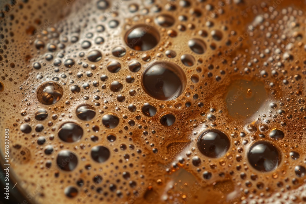 Aufkleber coffee foam creating beautiful bubble patterns in a cup, ideal for backgrounds or textures related t