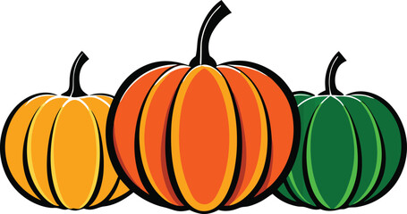 A vibrant collection of stylized pumpkin illustration