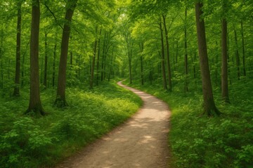 Naklejka premium Hiking paths amid wooded areas