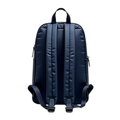 Naklejka premium Dark blue backpack with padded straps and top handle isolated on transparent background