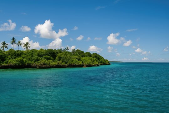 Scenic coastal view of Wasini Island