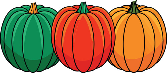 A vibrant collection of stylized pumpkin illustration