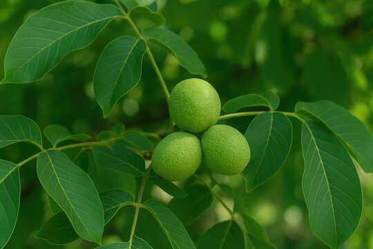 Fresh nuts from a walnut tree - Powered by Adobe