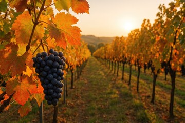 Exploring the scenic beauty of a sprawling vineyard landscape