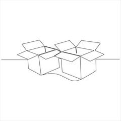 One continuous line drawing of a Cardboard Box minimalist Parcel and Courier delivery concept vector illustration