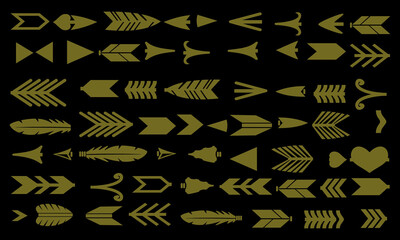 Arrow Icon Bundle Collection – Decorative Arrows, Tribal Symbols, Directional Pointers, and Vector Arrowhead Set in Various Styles