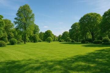 Scenic view of lush park with natural greenery and plantings
