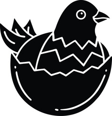 Cute chick emerging from a cracked egg symbolizing new beginnings and growth