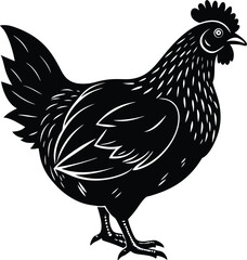 Simple silhouette of a chicken facing left in vector format