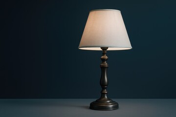 Retro-style lamp with cool lighting for indoor decor on a plain background