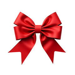 Naklejka premium Elegant red satin ribbon bow tied for decoration isolated on transparent background