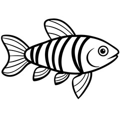 Zebrafish Outline Illustration in Vector Style