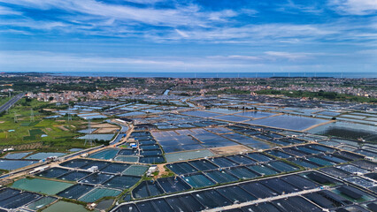 Aerial View of Modern Aquaculture Farms