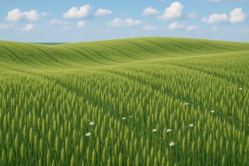Naklejka premium Young cereal crops thriving in a lush agricultural field