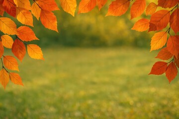 Fall foliage in the outdoor area with open space for customization