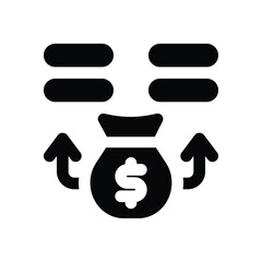 profit glyph icon. Strong and solid vector icon for websites, mobile interfaces, presentations, and visual branding. High quality and easy to edit.