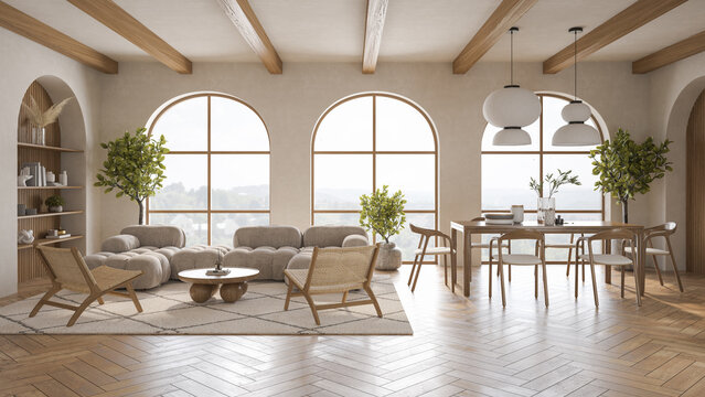 Fototapeta Modern style conceptual interior room 3d illustration