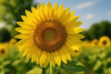 Obraz premium Close-up of a vibrant sunflower on a sunny Sunday morning