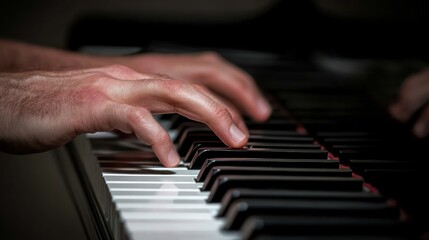 Obraz premium Close-up piano hands playing (1)