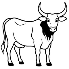 Zebu Silhouette Vector Drawing