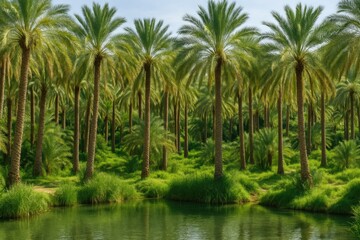Obraz premium Stunning desert haven featuring lush palm groves
