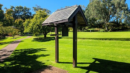  A bell in the Japanese Garden in Cowra, NSW, Australia.