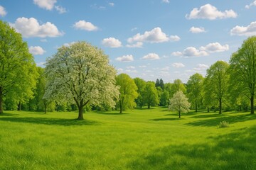 Fototapeta premium Scenic springtime view in a lush park